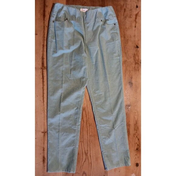 Coldwater Creek Pants Womens 8 Sage Green Corduroy Pull On Elastic Waist Pinwale - Picture 3 of 6